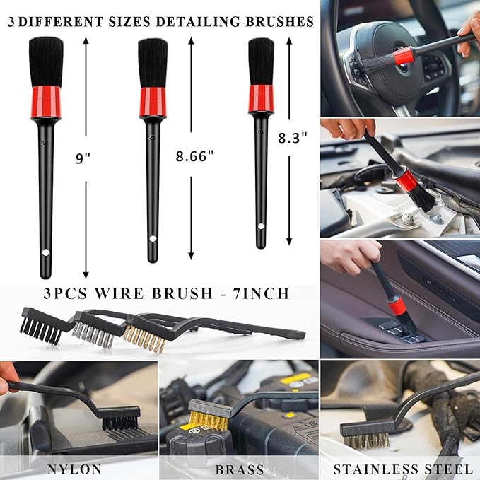 40Pcs Car Wash Detailing Kit Cleaning Kits with Foam Gun Sprayer Vacuum with Long Cord Drill Brush Large Wash Mitt Towels Complete Interior Exterior Car Washing Supply Set Black