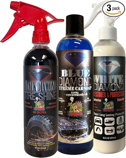 Car Care Kit Diamond Edition - Black - White & Blue Diamond Xtreme Car Soap 16 oz