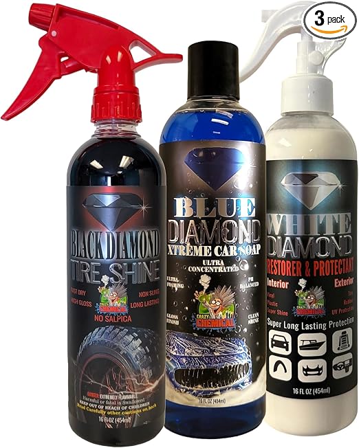 Car Care Kit Diamond Edition - Black - White & Blue Diamond Xtreme Car Soap 16 oz