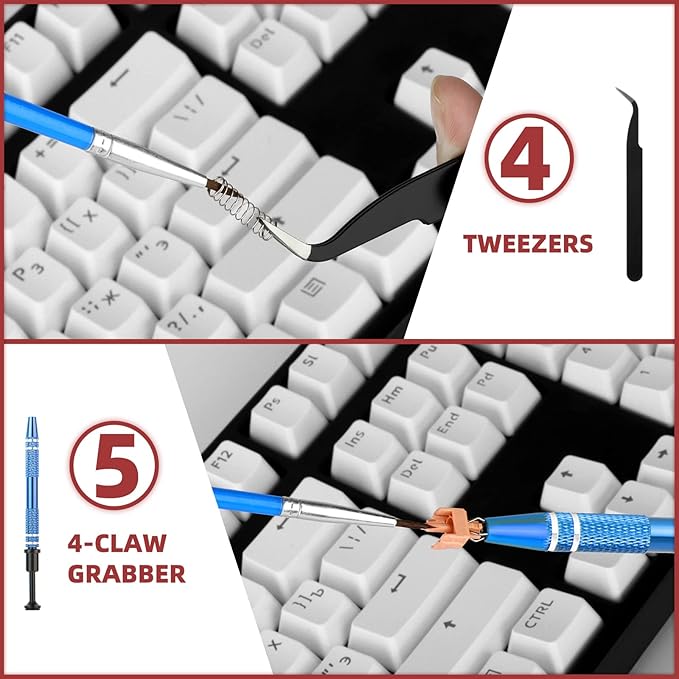 RUNJRX Keyboard Lube Kit with Switch Opener,Tweezers,Keycap Puller,Switch Puller,4-Claw Grabber,Switch Lube Brush for Custom Keyboard, Keyboard Lube Tools