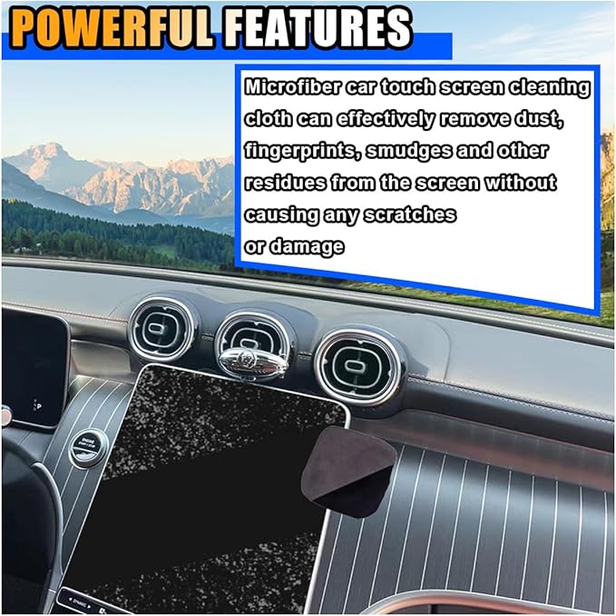 Square Car Touch Screen Cleaner Cloth, Microfiber Cleaning Pad Car Cleaning Wipes, Vehicle Screen Cleaner Tool Car Interior Cleaning Cloth for Car Dashboard Display Electronic Devices (2PCS Square)