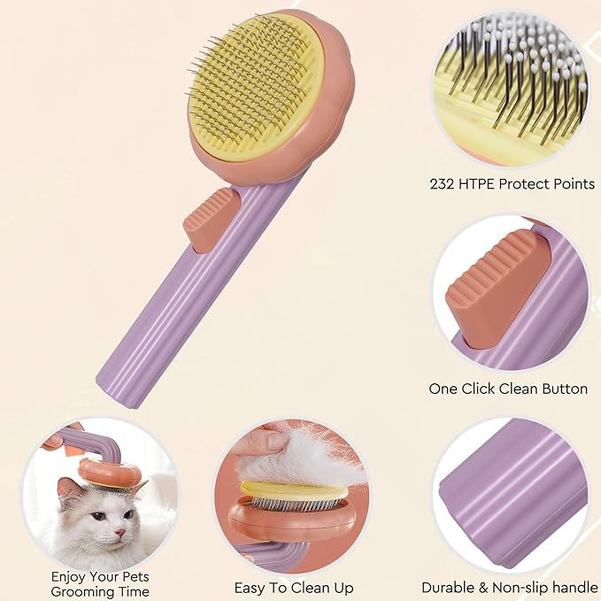 Cat Grooming Glove Brush,Self-Cleaning Slicker Pet Brush for Short and Long Haired pats,Dog Bath Brush for Shedding and Grooming,Removes Loose Hair and Tangles,Promote Circulation