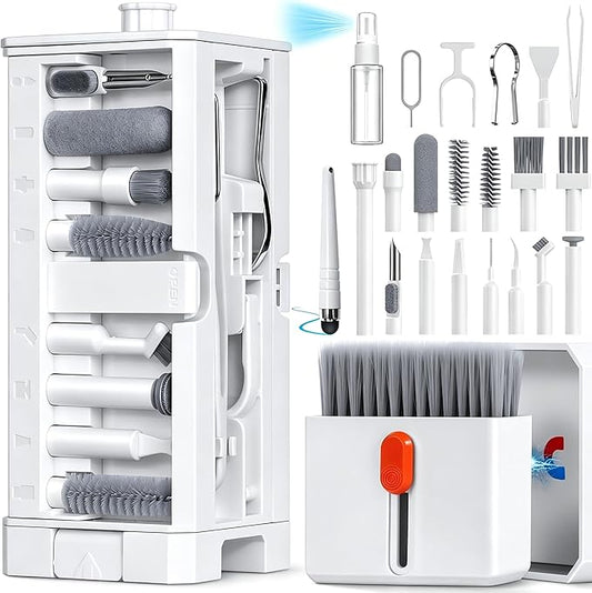 32 in 1 Cell Phone Cleaning kit with Charging Port Cleaner,Stylus Pen,SIM Tool,Keyboard Brush,Speaker Brush,Electronic Cleaning kit for iPhone,AirPods,iPad,Keyboard,MacBook,Earbud,Camera Lens(White)