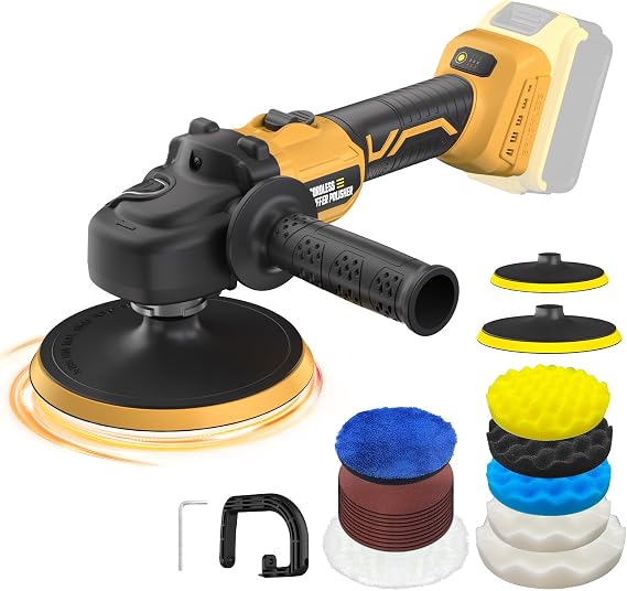 Rotary Buffer Polisher Kit 7 Inch/6 Inch for Dewalt 20V Battery (Tool Only)