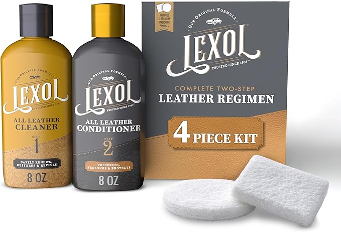 Leather Cleaner and Conditioner Kit by Lexol for Furniture Car Interiors Shoes Handbags, leather cleaner and conditioner