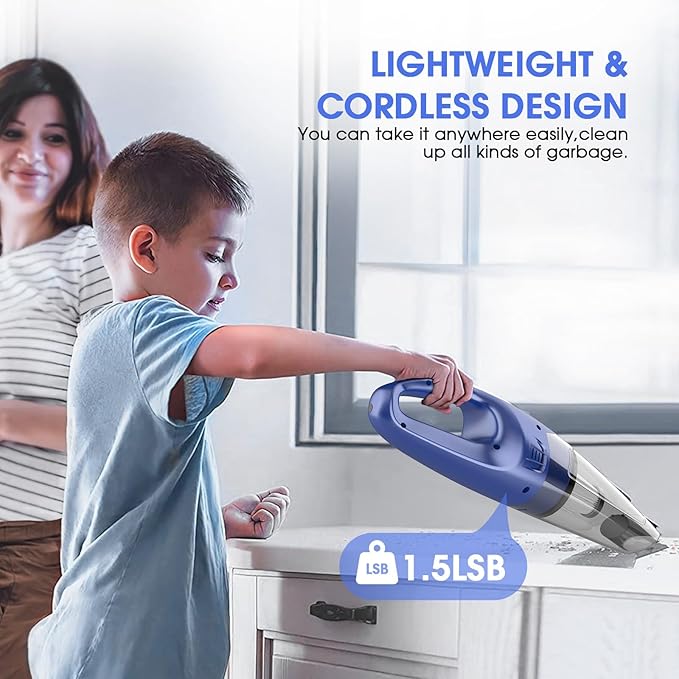 YOOHI Handheld Vacuum Cordless Rechargeable – 6000Pa Mini Hand Held Vacuum, LED Light, 20–25 Mins Runtime, USB Charging, 500ML Cup – Lightweight Small Vacuum Cleaner Cordless for Car/Office/Home