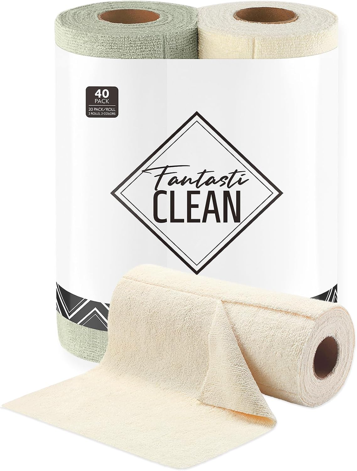 Kitchen Towels Roll, 40 Sheets, 10''x 10'' (Beige, MossGreen)