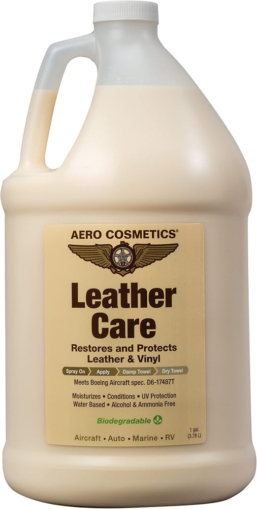 Aero Cosmetics Leather Care Conditioner UV Protectant Aircraft Grade Leather Care better than automotive products 1 Gall