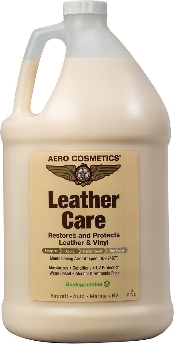 Aero Cosmetics Leather Care Conditioner UV Protectant Aircraft Grade Leather Care better than automotive products 1 Gall