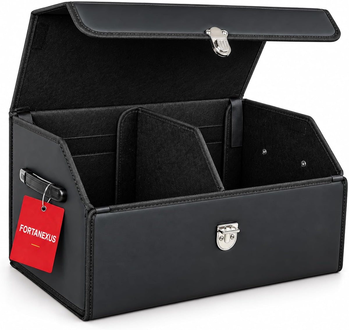Car Trunk Organizer with Sturdy Faux Leather Lid - 20.9 inch 48L