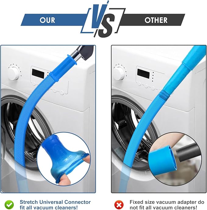 PetOde 2 Pieces Dryer Vent Cleaner Kit Compatible with Most Vacuum Cleaner, Dryer Lint Brush and Vacuum Hose Attachment with Universal Connector, Quickly Lint Remover