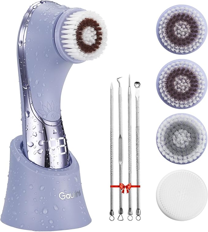 Facial Cleansing Brush Face Scrubber Exfoliator Rechargeable IPX7 Waterproof Electric Spin Cleanser Device for Exfoliating, Massaging and Deep Cleansing Removing Blackhead, Face Massaging