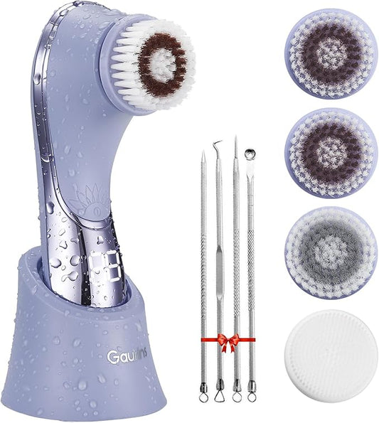 Facial Cleansing Brush Face Scrubber Exfoliator Rechargeable IPX7 Waterproof Electric Spin Cleanser Device for Exfoliating, Massaging and Deep Cleansing Removing Blackhead, Face Massaging