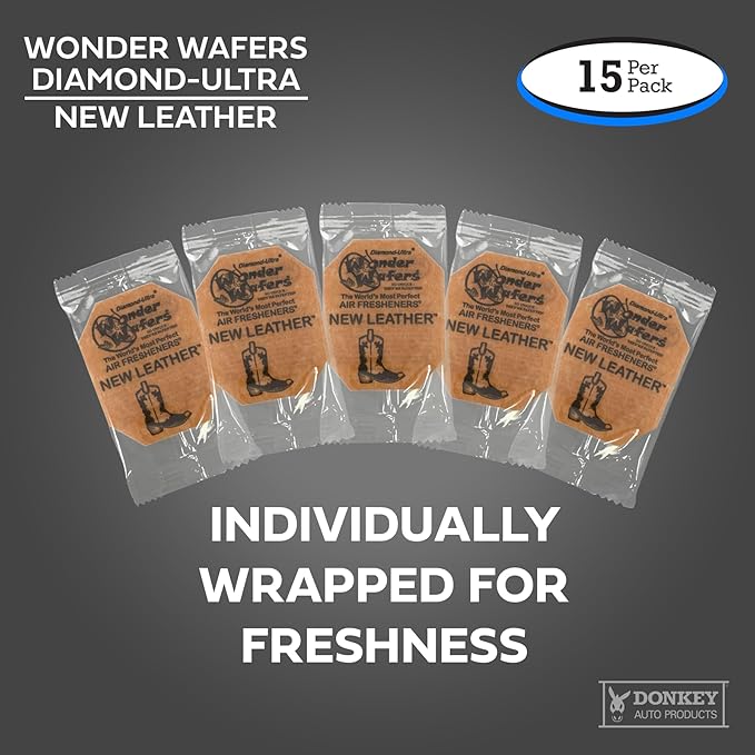 Wonder Wafers - Diamond-Ultra Scented Car Air Fresheners - Individually Wrapped (15 Per Pack) (New Leather)