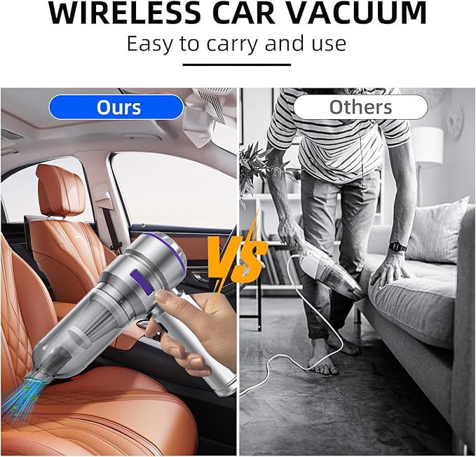 Car Vacuum Cleaner High Power - 22000PA Portable Car Vacuums 4 in 1 Compressed Air Duster & Blower Hand Held Vacuum Cordless with Brushless Motor for Cars Home Office Camping Ideal Gifts for Men women