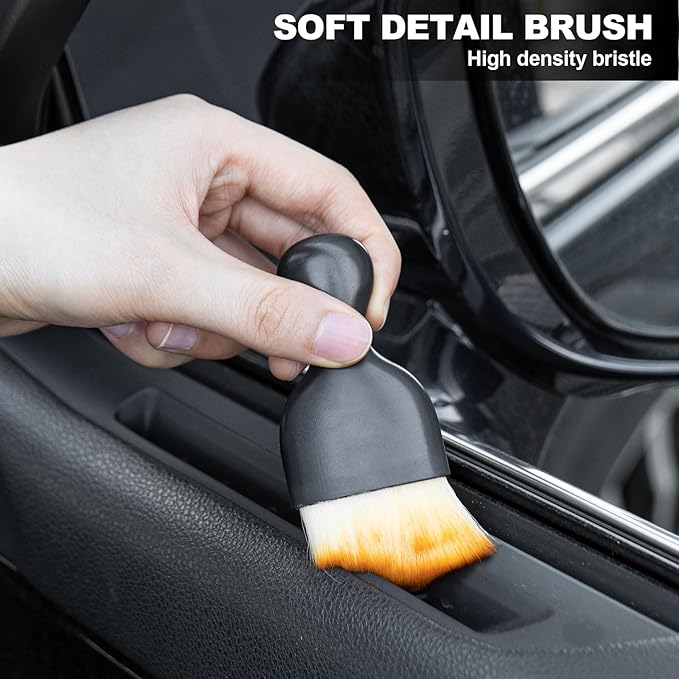 ThinkLearn Car Detailing Kit, Car Interior Detailing Kit, Including 7Pcs Auto Detailing Brushs and 200g Cleaning Gel (25% More Than 160g) Storage Bag, Car Accessories