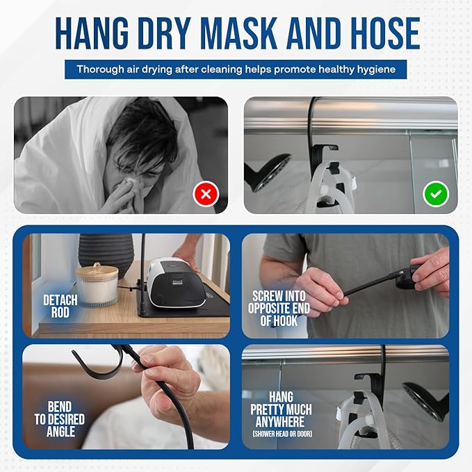 CPAP Cleaning Kit for CPAP Hose and Mask for CPAP Hanger with Brush and Collapsible Wash Basin Bucket Tub - Essential Care Kit for CPAP Users, Suitable for 7 Feet Tubing and 22mm 19mm Diameter