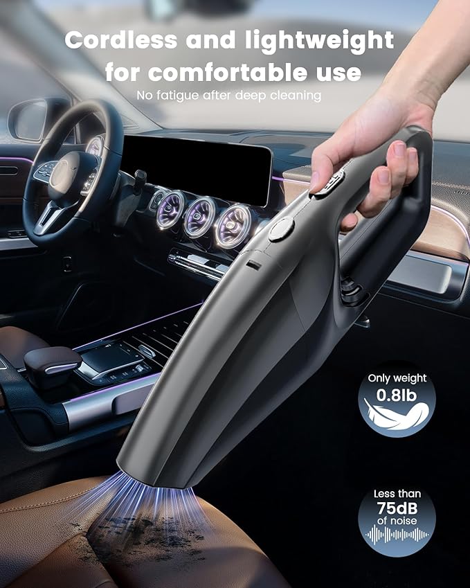 Handheld Vacuum Cordless, Car Vacuums Powerful with Rechargeable Battery, Portable Hand Held Vacuum Cordless with Washable HEPA Filter, Mini Vacuums Kit for Men and Women