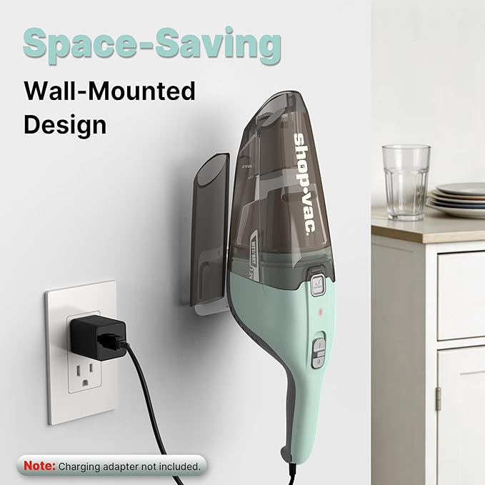Shop-Vac Wet/Dry Handheld Vacuum Cordless, Powerful Portable Car Vacuum Rechargeable, Wall-Mounted Hand Vac with Crevice Tool, Lightweight Hand Vacuum for Home & Car, Washable Filter, Green