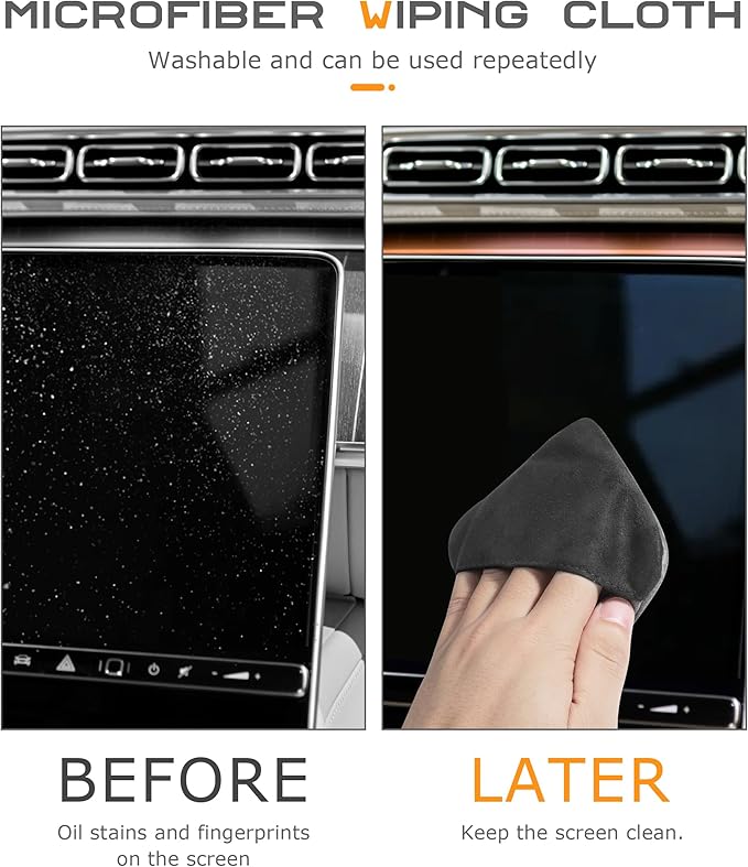 SCUARI Car Screen Cleaner,Touch Screen Cleaner for Car,Car Accessories Car Screen Wipes,Foldable Car Screen Cleaner Cloth,Square Microfiber Screen Cleaning Pad,Fits Car Dashboard LCD Display (Black)