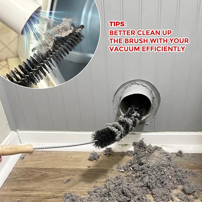 Holikme 3 Pcs Dryer Vent Cleaner Kit, 304 Stainless Steel Replacement Lint Brush for Clothes Dryer Vent Trap, Cleaning Brush & Flexible Crevice Tool