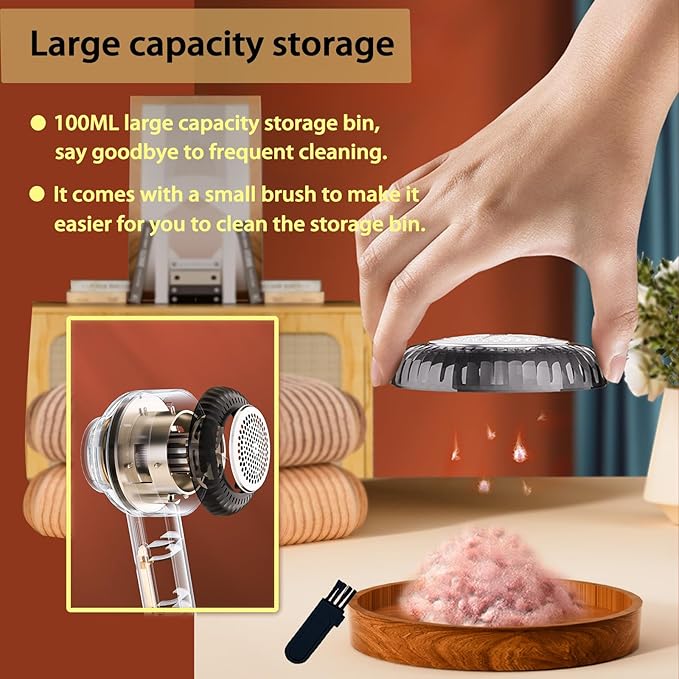 Electric Lint Removers,Rechargeable Fabric Shaver with 6 Leaf Blades Useful for Clothes, Furniture, Sofas, Blankets (Beige)
