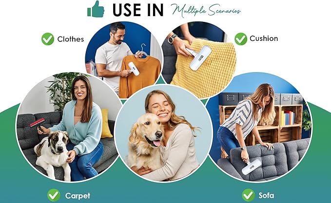 Pet Hair Remover Roller -Reusable, Self Cleaning Lint Roller for Pet Hair Removal on Furniture, Carpets, Clothes & Car Seats-Dog & Cat Hair Remover No Sticky Tapes (White)