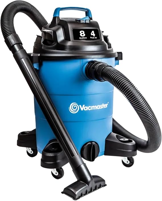 Vacmaster Wet Dry Vacuum 4 Peak HP 8 Gallon Shop Vacuum Portable Lightweight with 14.9KPa Powerful Suction for Dog Hair,
