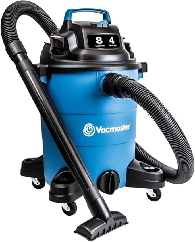 Vacmaster Wet Dry Vacuum 4 Peak HP 8 Gallon Shop Vacuum Portable Lightweight with 14.9KPa Powerful Suction for Dog Hair,