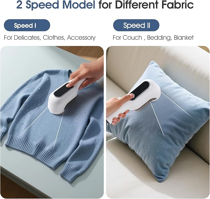 Electric Fabric Shaver Defuzzer - Rechargeable Lint Remover with LED Display, 2-Speed Sweater Pill Remover for Clothes Couch Blanket
