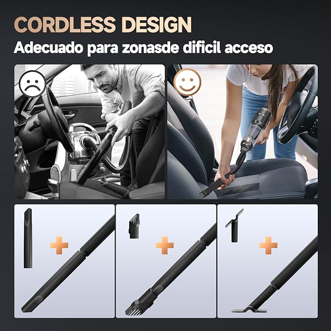 Car Vacuum Portable Cordless, Foldable Handheld Vacuum with Brushless Motor, 22000PA High Power Mini Hand Vacuum Cleaner & Air Blower & Duster & Pump for Home, Pet, Office