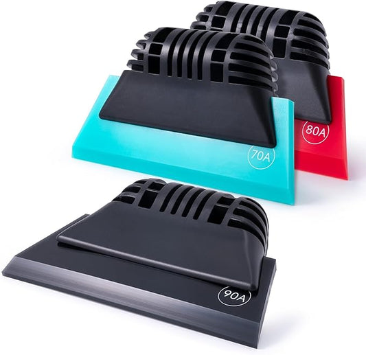 FOSHIO 3 Pack Different Hardness Small Squeegee, Non-Slip Handle Rubber PPF Squeegee, Window Cleaning, Shower Glass Door, Car Windshield