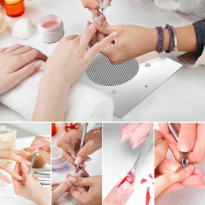 BLUETOP Nail Dust Collector Nail Vacuum Cleaner Table Embedded Dust Extractor Vacuum Professional Built in Desktop Nail Dust Collector Quiet Nail Fan Low Noise for Nail Salon Home