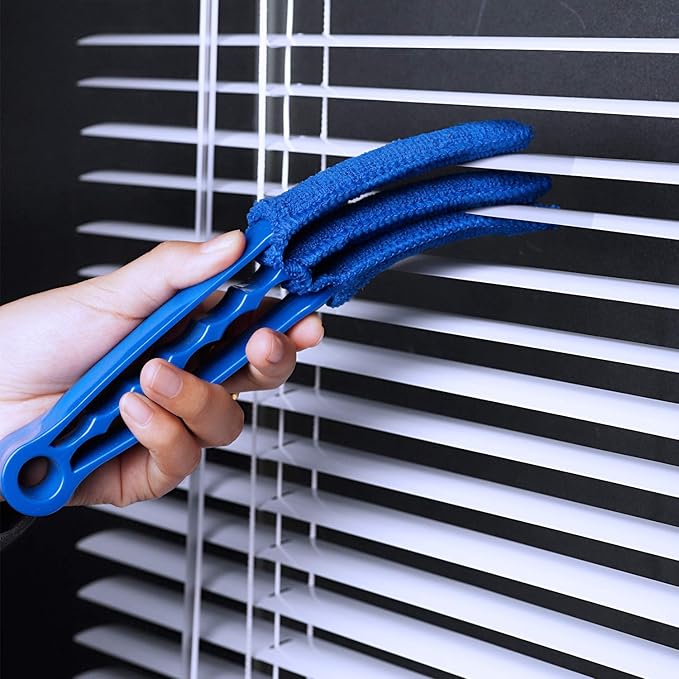 Window Blind Cleaner Duster Brush Kit 2 Pack Brush with 6 Microfiber Sleeves - Blind Cleaner Tools for Window Blinds Air Conditioner Jalousie Dust