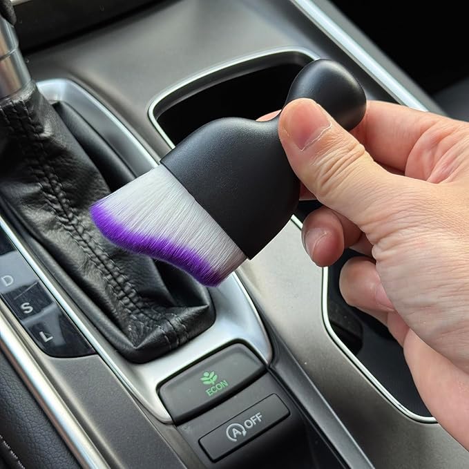 Car Detailing Brush, Soft Bristle Cleaning Brush, Scratch-Free Auto Duster Tool for Dashboard, Air Vents, Leather & Interior Cleaning (Black&Purple)
