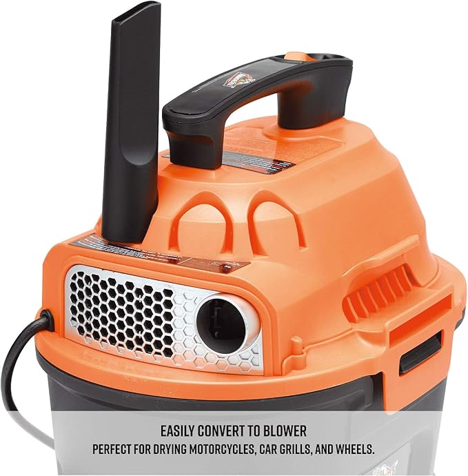 Armor All, AA255, 2.5 Gallon 2 Peak HP Wet/Dry Utility Shop Vacuum, Orange