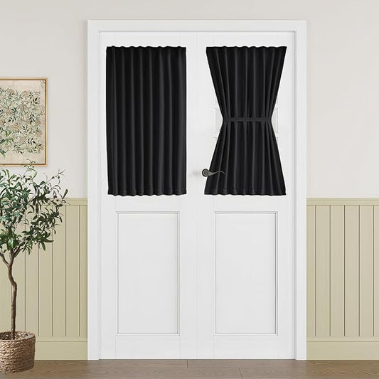 Vatge Door Window Cover - French Door Curtains for Classroom Windows and Doors, 1 Panel, W25 x L40, Black