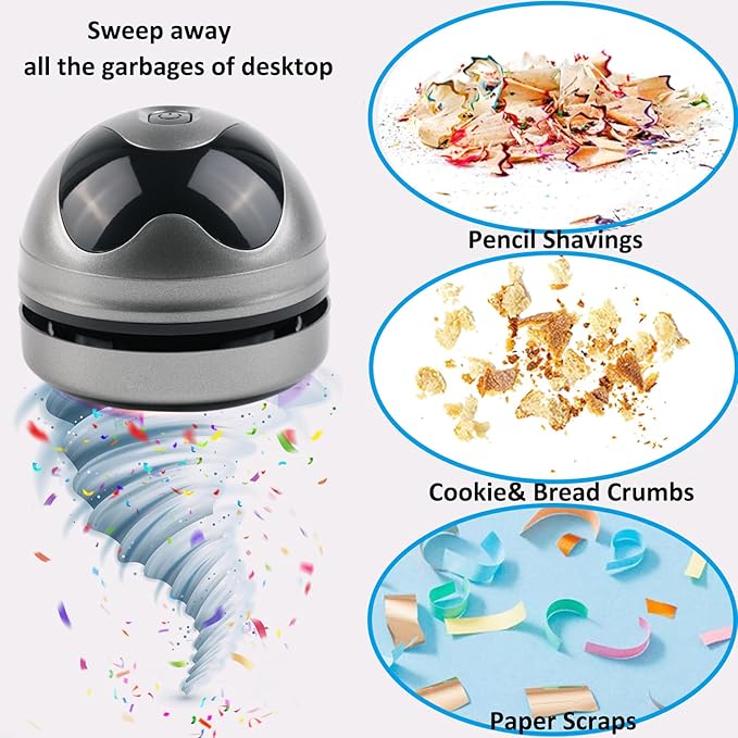 Desktop Vacuum Cleaner Mini Vacuum Cleaner for Crumbs Desk Table USB Vacuum Sweeper for Cleaning Eraser Crumbs Seeds Pet Hairs Flakes Computer Keyboard