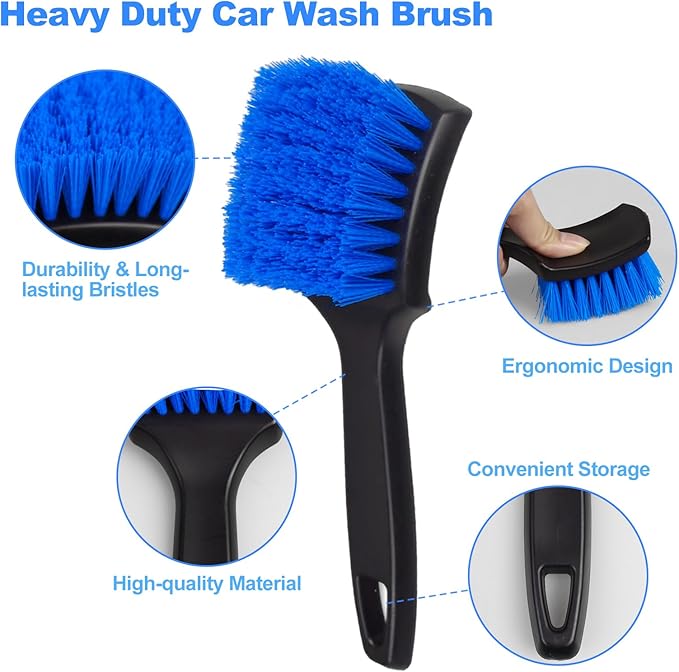Wheel Brush, Wheel & Rim Cleaner Brush, Tire Brush, Wheel Cleaning Brush, Bendable & Durable Car Wheel Brush Set, Car Detailing Brushes, Wheel Brushes for Cleaning Wheels