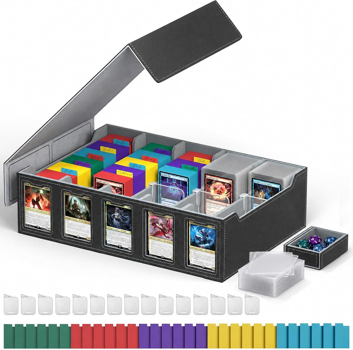Trading Card Storage Box with Commander Display Holds 4200+ Cards
