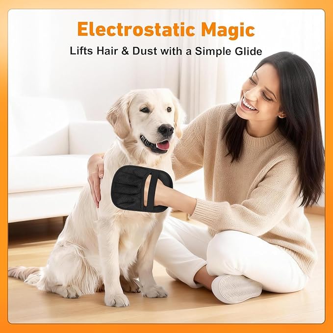 Pet Hair Removal Glove, Pet Hair Remover Gloves for Cats & Dogs Hair Remover, Magic Brush Pet Hair Removal Tool for Furniture, Couch, Car Seats, Clothing(2Pcs)