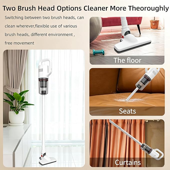 KEROMEE Cordless Vacuum Cleaner, Handheld Stick Small Lightweight Vacuum for Home Pet Hair Hardwood Floor Cat Litter Area Rug Cleaning