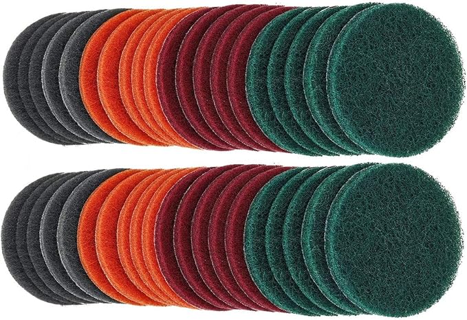40PCS 3 inch Scrub Pads Headlight Restoration Kit VÉZAAR Scouring Pad Hook and Loop Car Hub Cleaning Auto Painting Polis
