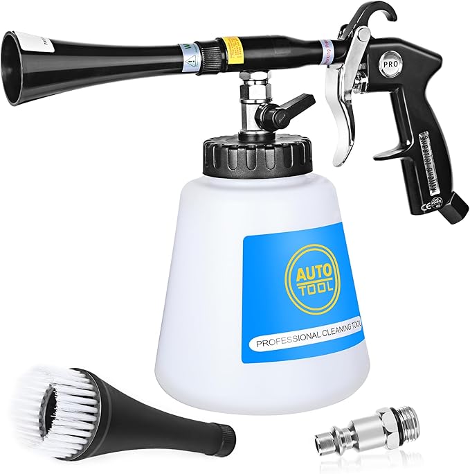 Car Cleaning Gun Kit Detailing Interior Dry Air Blow Gun with 2 Nozzle High Pressure Blower Cleaning Tool Kit for Car Surfaces Quickly Blasts Dust, Works with Air Compressor