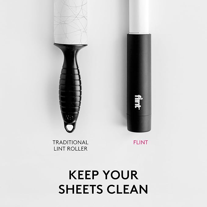 Flint Classic Black Retractable Mini Lint Roller with 30 Extra Sticky Sheets, Small and Portable Lint Roller, Ideal Pet Hair Remover, Travel Lint Rollers for pet Hair Extra Sticky