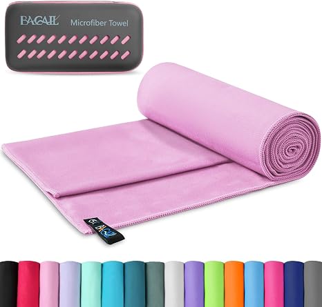 BAGAIL Camping Towel with EVA Case, Compact & Ultra Soft Microfiber Travel Towel - Super Absorbent & Lightweight Quick D