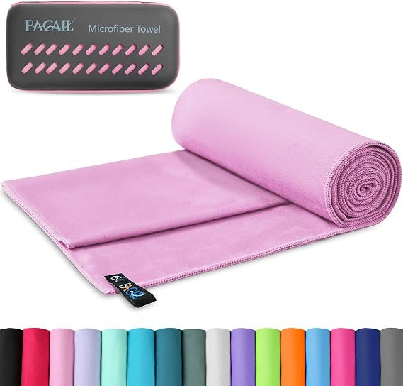 BAGAIL Camping Towel with EVA Case, Compact & Ultra Soft Microfiber Travel Towel - Super Absorbent & Lightweight Quick D