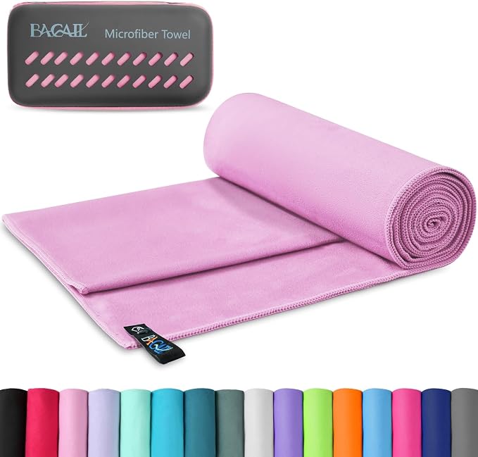 BAGAIL Camping Towel with EVA Case, Compact & Ultra Soft Microfiber Travel Towel - Super Absorbent & Lightweight Quick D