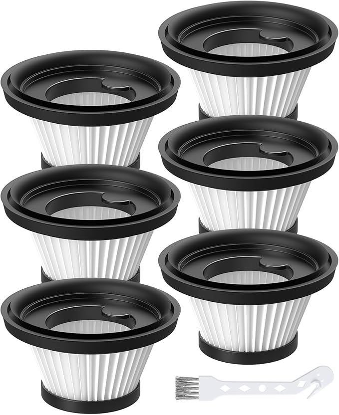 6 Pack Vacuum Filter Replacement Compatible with Compact Cordless Vacuum Cleaner as Seen on TV, Washable and Reusable Vac Replacement Parts