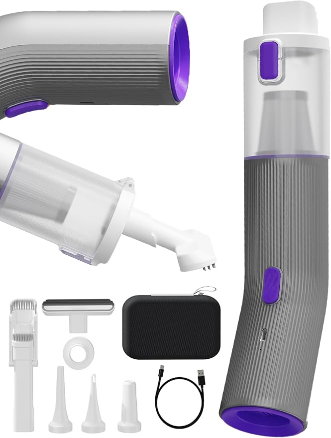 Vogano Car Vacuum Cleaner Cordless, 15KPa High Power, Portable Mini Handheld Vacuum Air Duster with 2 Suction Modes & Mu